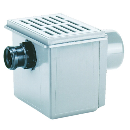 Basement drain DN110 horizontal with inlet DN75, 170x240mm/155x225mm synthetic material Basement drain DN110 horizontal with inlet DN75, 170x240mm/155x225mm synthetic material